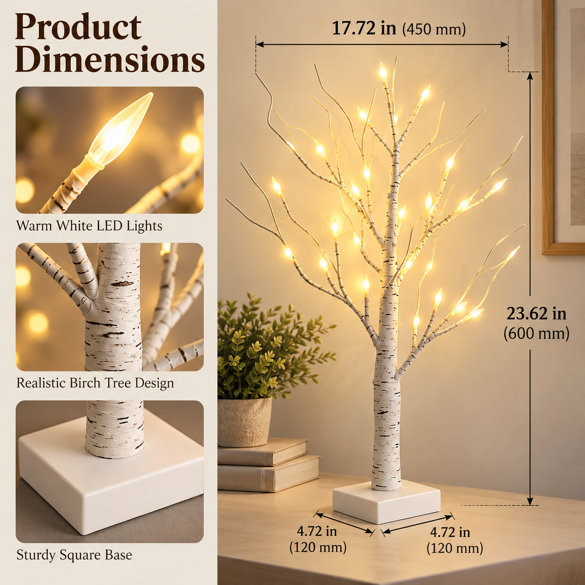 Birch Tree Warm Color LED Ambient Light