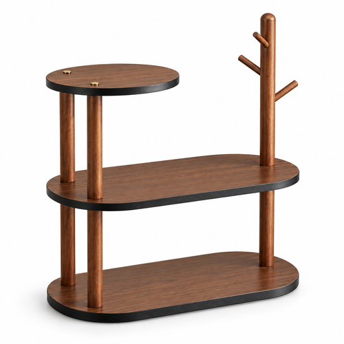 Three-Layer Walnut Color Storage Rack