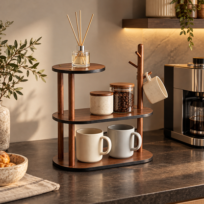 Three-Layer Walnut Color Storage Rack