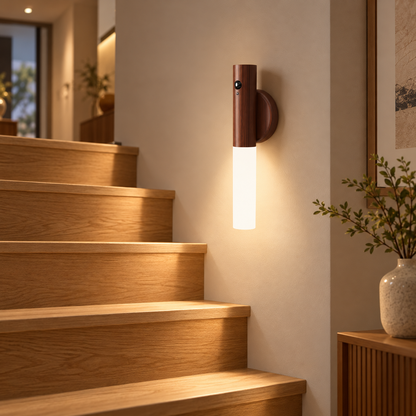 Walnut Color Rechargeable Motion Sensor Wall Light
