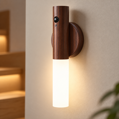 Walnut Color Rechargeable Motion Sensor Wall Light