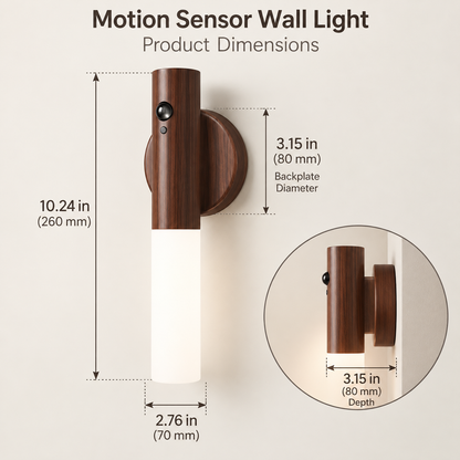 Walnut Color Rechargeable Motion Sensor Wall Light