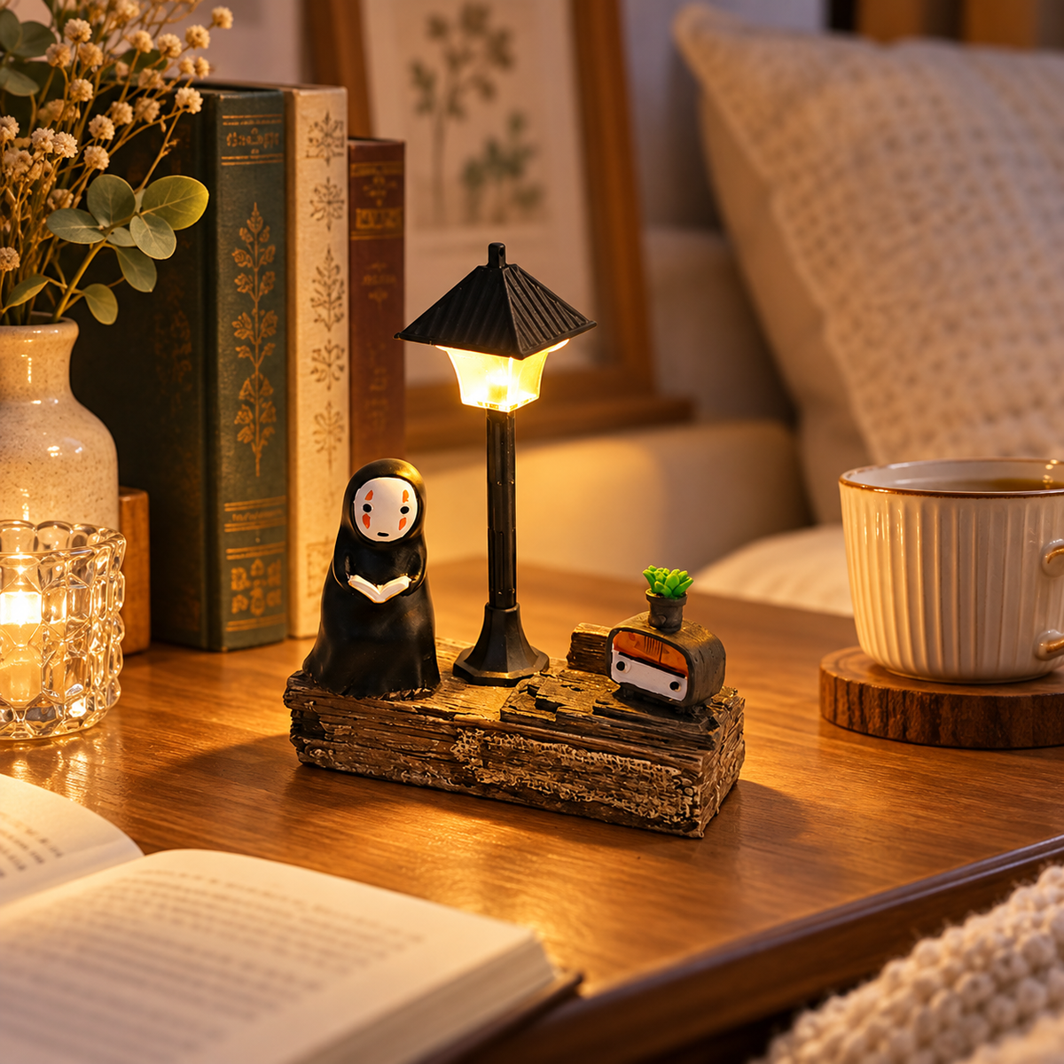 Faceless Man Reading Book Resin Night Lighting