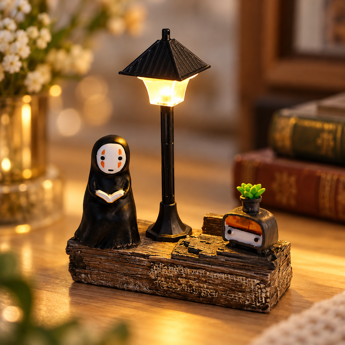 Faceless Man Reading Book Resin Night Lighting