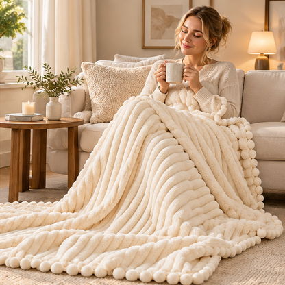 Rabbit Plush Blanket – Soft White Blanket