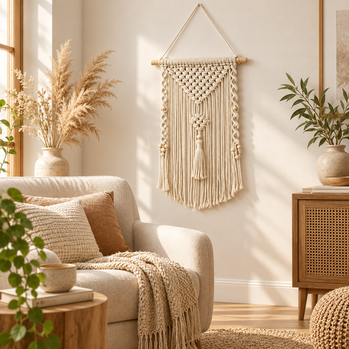 Nordic Geometric Cotton Tapestry