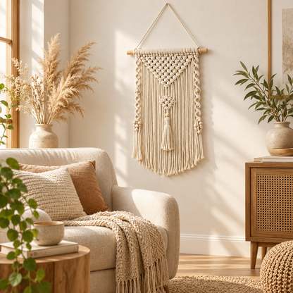 Nordic Geometric Cotton Tapestry