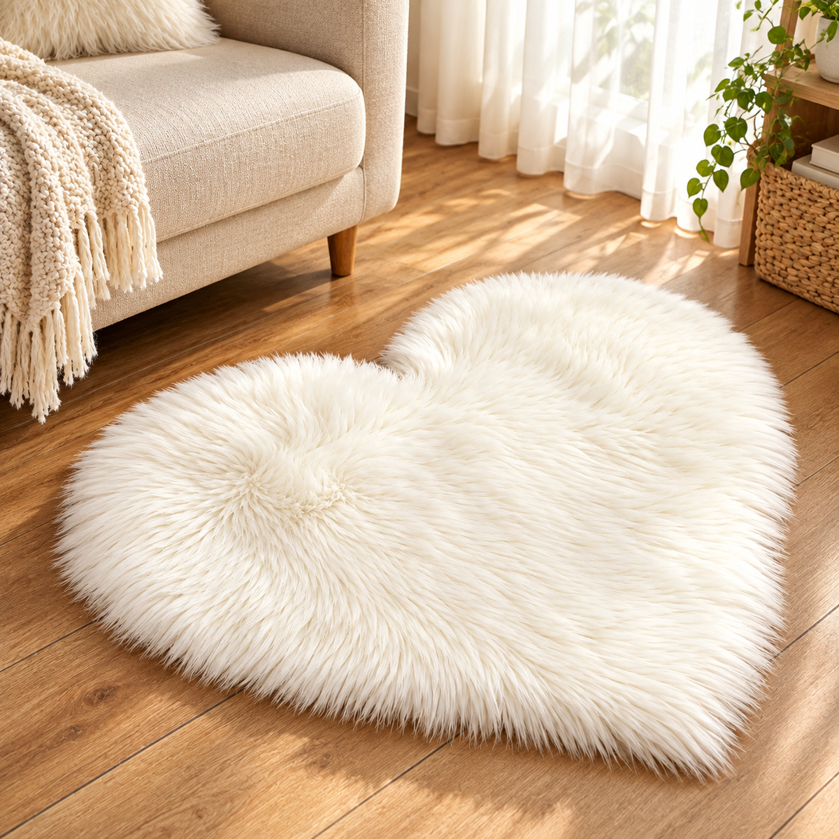 Heart-Shaped Plush Floor Mat